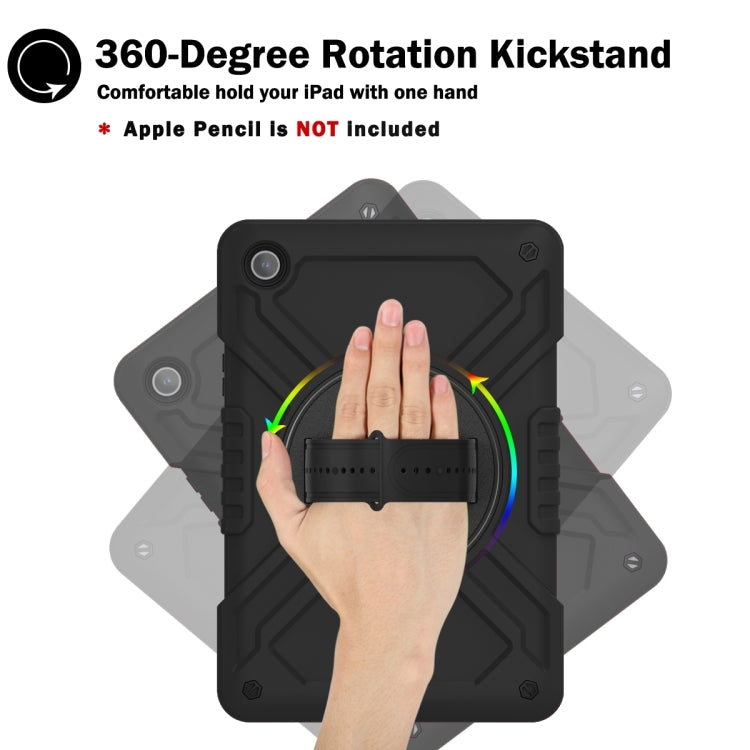 For Samsung Galaxy Tab A9+ X210 X Rotation PC Hybrid Silicone Tablet Case with Strap(Full Black) - Galaxy Tab A9+ by buy2fix | Online Shopping UK | buy2fix