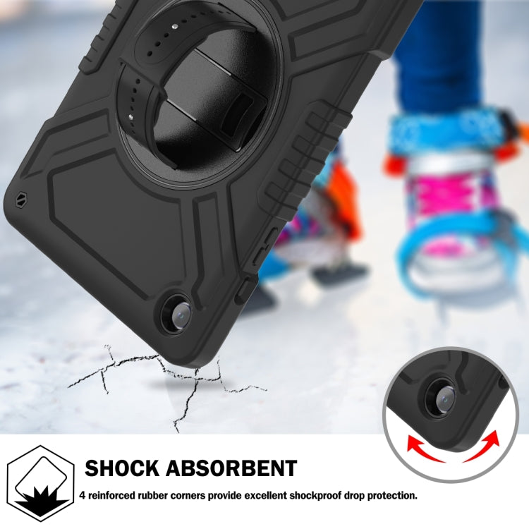 For Samsung Galaxy Tab A9+ X210 X Rotation PC Hybrid Silicone Tablet Case with Strap(Full Black) - Galaxy Tab A9+ by buy2fix | Online Shopping UK | buy2fix
