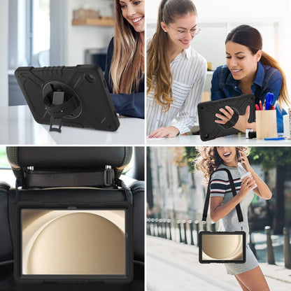 For Samsung Galaxy Tab A9+ X210 X Rotation PC Hybrid Silicone Tablet Case with Strap(Full Black) - Galaxy Tab A9+ by buy2fix | Online Shopping UK | buy2fix