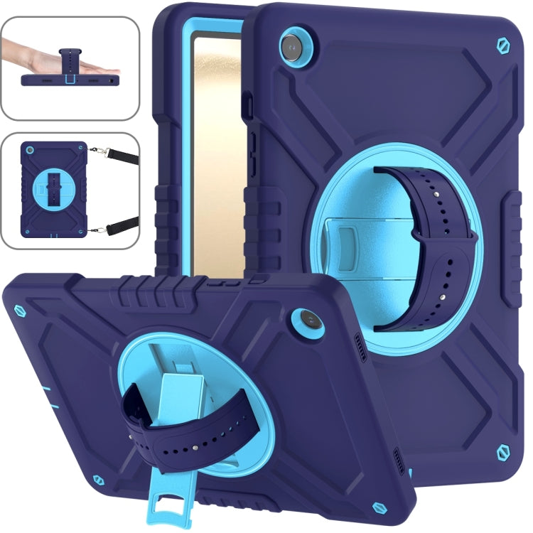For Samsung Galaxy Tab A9+ X210 X Rotation PC Hybrid Silicone Tablet Case with Strap(Navy Sky Blue) - Galaxy Tab A9+ by buy2fix | Online Shopping UK | buy2fix