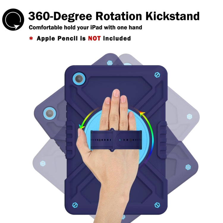 For Samsung Galaxy Tab A9+ X210 X Rotation PC Hybrid Silicone Tablet Case with Strap(Navy Sky Blue) - Galaxy Tab A9+ by buy2fix | Online Shopping UK | buy2fix