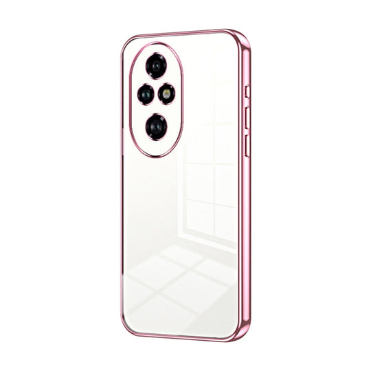 For Honor 200 Pro Transparent Plating Fine Hole Phone Case(Pink)