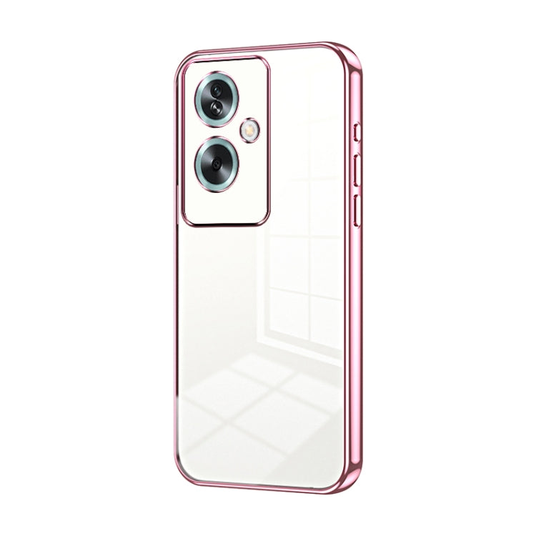 For OPPO A79 5G / A2 Transparent Plating Fine Hole Phone Case(Pink) by buy2fix