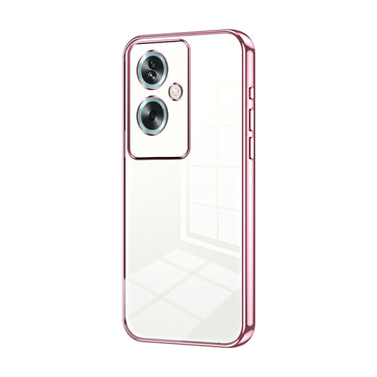 For OPPO A79 5G / A2 Transparent Plating Fine Hole Phone Case(Pink) by buy2fix