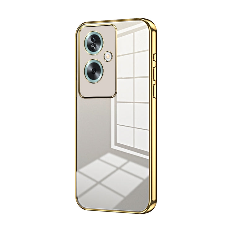 For OPPO A79 5G / A2 Transparent Plating Fine Hole Phone Case(Gold) by buy2fix