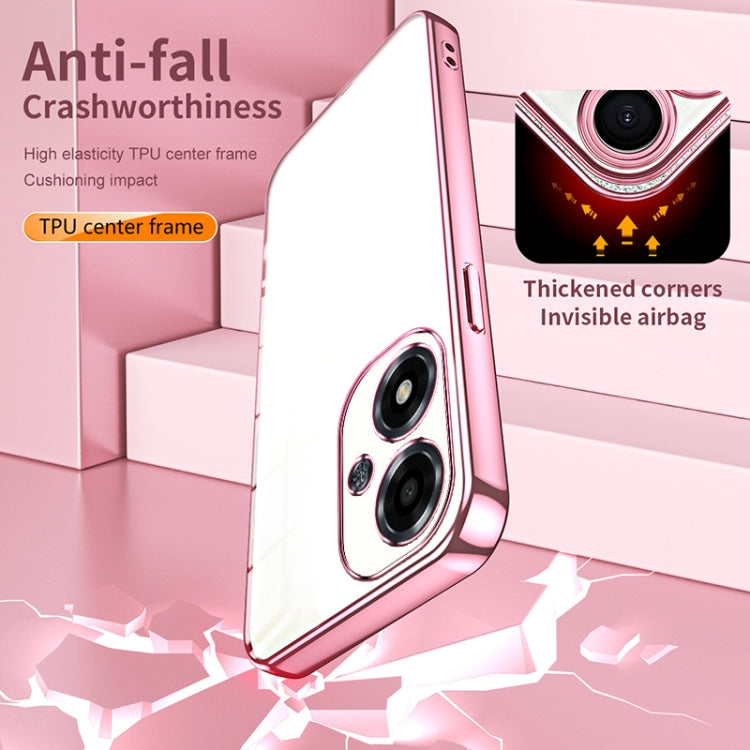 For OPPO A2m Transparent Plating Fine Hole Phone Case(Purple) by buy2fix