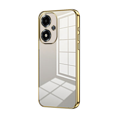 For OPPO A2m Transparent Plating Fine Hole Phone Case(Gold) by buy2fix