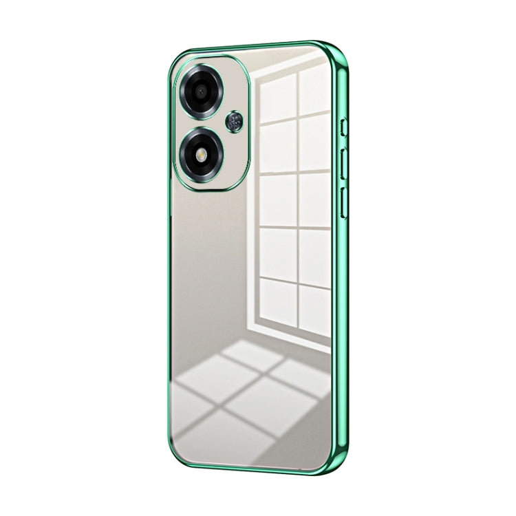 For OPPO A2m Transparent Plating Fine Hole Phone Case(Green) by buy2fix