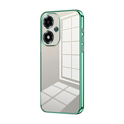 For OPPO A2m Transparent Plating Fine Hole Phone Case(Green) by buy2fix