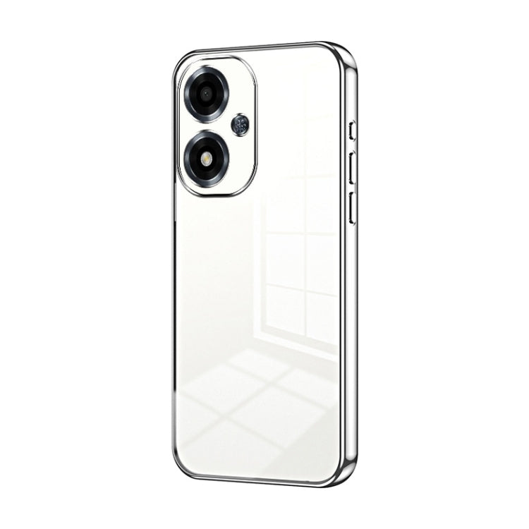 For OPPO A2m Transparent Plating Fine Hole Phone Case(Silver) by buy2fix