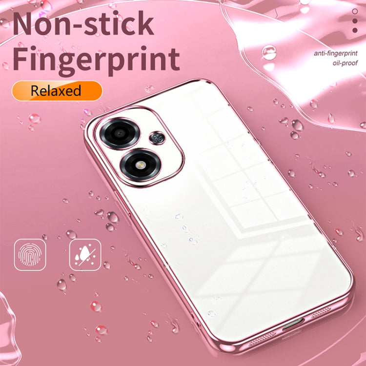 For OPPO A2m Transparent Plating Fine Hole Phone Case(Black) by buy2fix