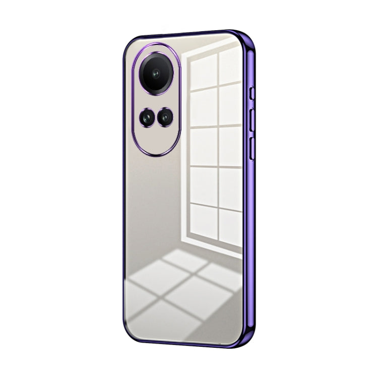For OPPO Reno10 / Reno10 Pro 5G Global Transparent Plating Fine Hole Phone Case(Purple) by buy2fix