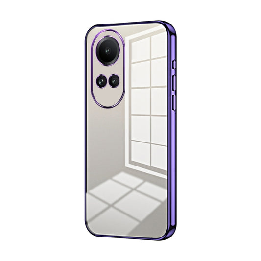 For OPPO Reno10 / Reno10 Pro 5G Global Transparent Plating Fine Hole Phone Case(Purple) by buy2fix