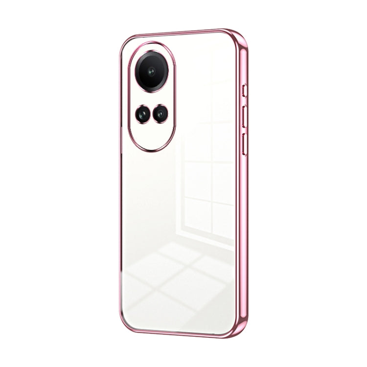 For OPPO Reno10 / Reno10 Pro 5G Global Transparent Plating Fine Hole Phone Case(Pink) by buy2fix