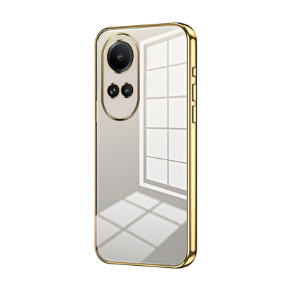 For OPPO Reno10 / Reno10 Pro 5G Global Transparent Plating Fine Hole Phone Case(Gold) by buy2fix