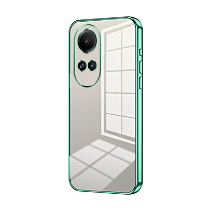 For OPPO Reno10 / Reno10 Pro 5G Global Transparent Plating Fine Hole Phone Case(Green) by buy2fix