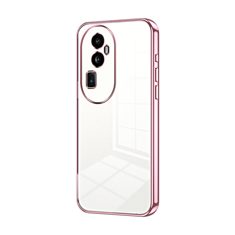 For OPPO Reno10 Pro+ Transparent Plating Fine Hole Phone Case(Pink) by buy2fix