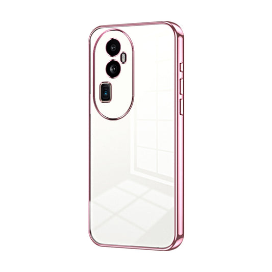 For OPPO Reno10 Pro+ Transparent Plating Fine Hole Phone Case(Pink) by buy2fix
