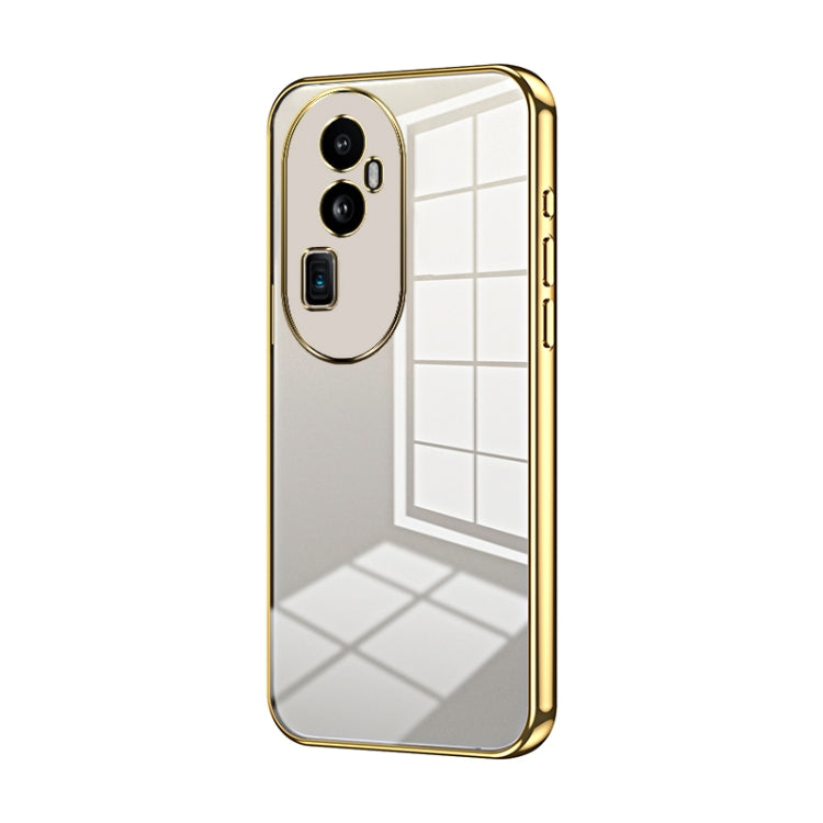 For OPPO Reno10 Pro+ Transparent Plating Fine Hole Phone Case(Gold) by buy2fix