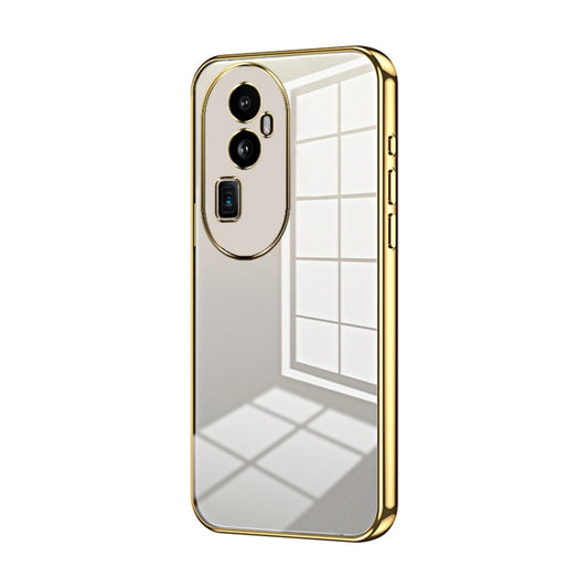 For OPPO Reno10 Pro+ Transparent Plating Fine Hole Phone Case(Gold) by buy2fix
