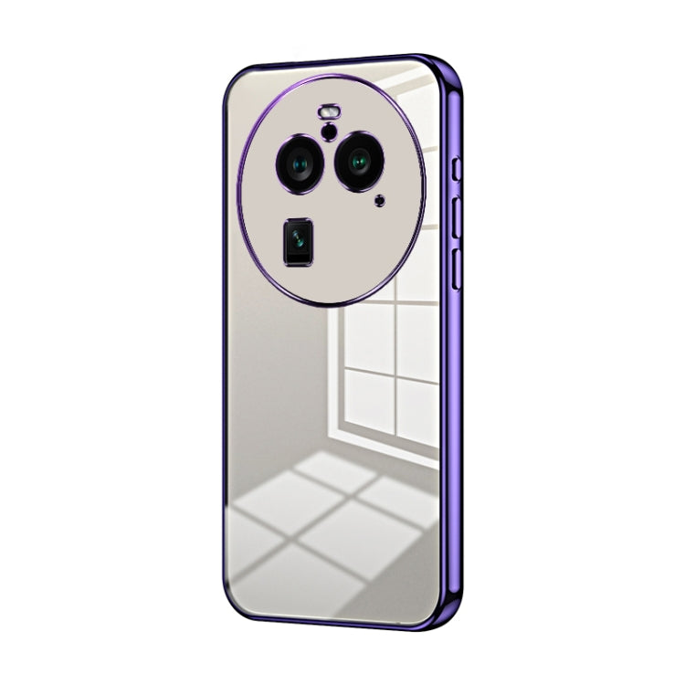 For OPPO Find X6 Pro Transparent Plating Fine Hole Phone Case(Purple) by buy2fix
