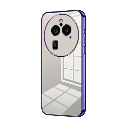 For OPPO Find X6 Pro Transparent Plating Fine Hole Phone Case(Purple) by buy2fix