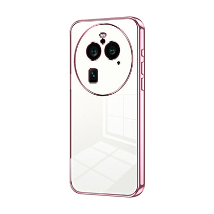For OPPO Find X6 Pro Transparent Plating Fine Hole Phone Case(Pink) by buy2fix