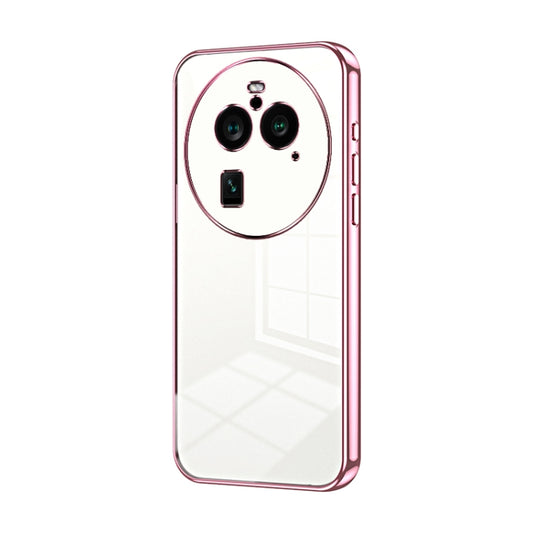 For OPPO Find X6 Pro Transparent Plating Fine Hole Phone Case(Pink) by buy2fix
