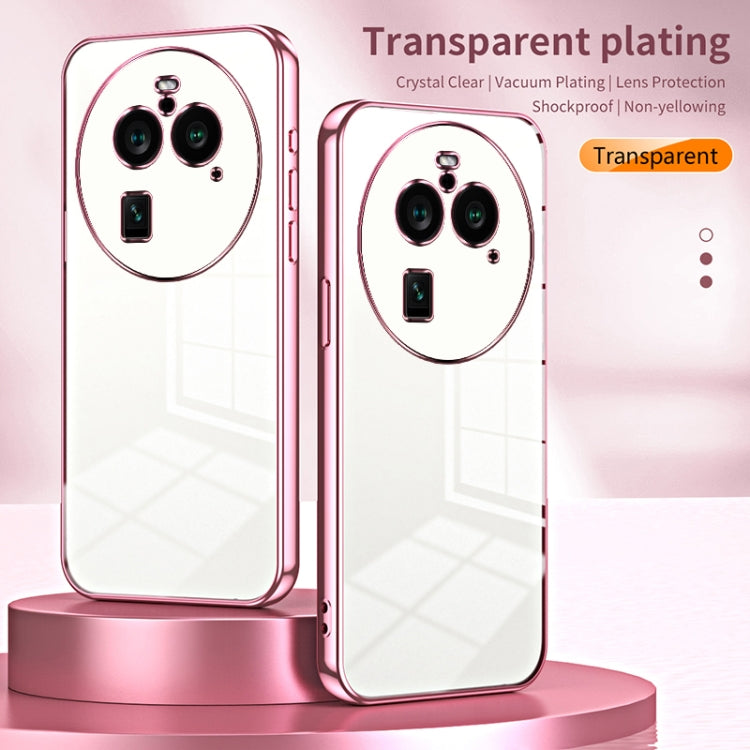 For OPPO Find X6 Pro Transparent Plating Fine Hole Phone Case(Pink) by buy2fix