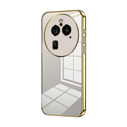 For OPPO Find X6 Pro Transparent Plating Fine Hole Phone Case(Gold) by buy2fix
