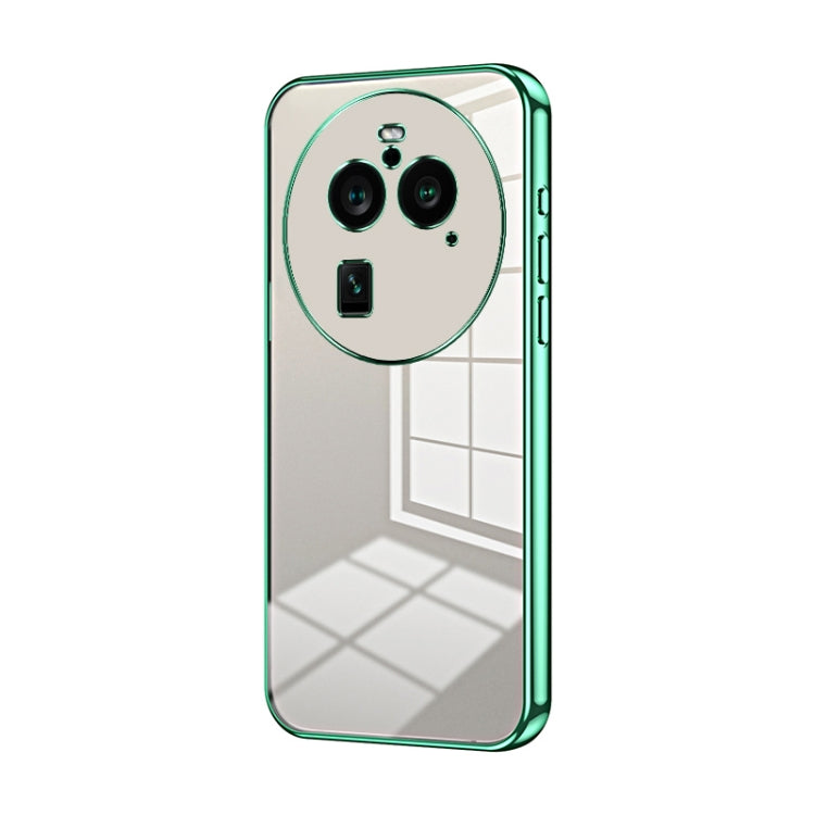 For OPPO Find X6 Pro Transparent Plating Fine Hole Phone Case(Green) by buy2fix