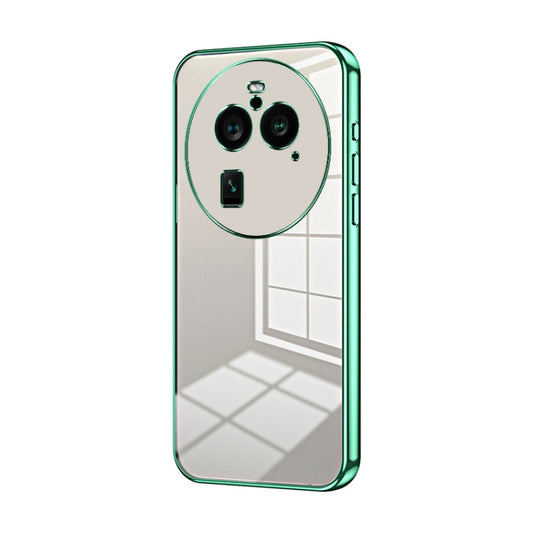 For OPPO Find X6 Pro Transparent Plating Fine Hole Phone Case(Green) by buy2fix