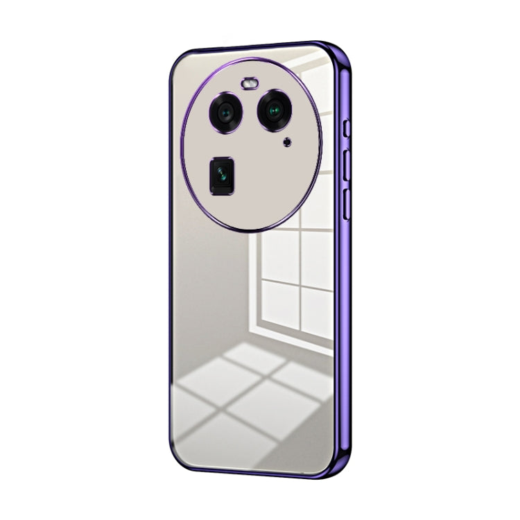 For OPPO Find X6 Transparent Plating Fine Hole Phone Case(Purple) by buy2fix