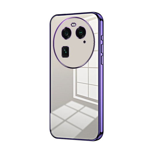 For OPPO Find X6 Transparent Plating Fine Hole Phone Case(Purple) by buy2fix