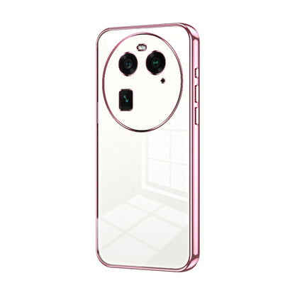 For OPPO Find X6 Transparent Plating Fine Hole Phone Case(Pink) by buy2fix