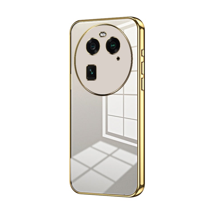 For OPPO Find X6 Transparent Plating Fine Hole Phone Case(Gold) by buy2fix