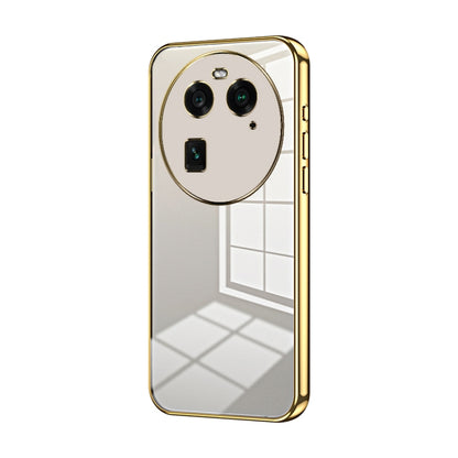 For OPPO Find X6 Transparent Plating Fine Hole Phone Case(Gold) by buy2fix
