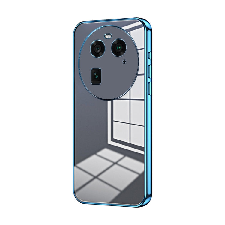 For OPPO Find X6 Transparent Plating Fine Hole Phone Case(Blue) by buy2fix