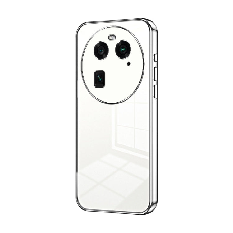 For OPPO Find X6 Transparent Plating Fine Hole Phone Case(Silver) by buy2fix