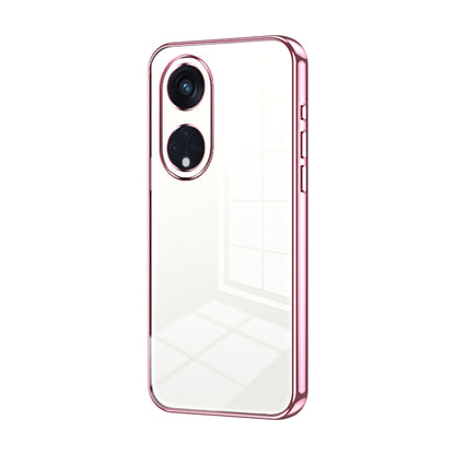 For OPPO Reno8 T 5G Transparent Plating Fine Hole Phone Case(Pink) by buy2fix