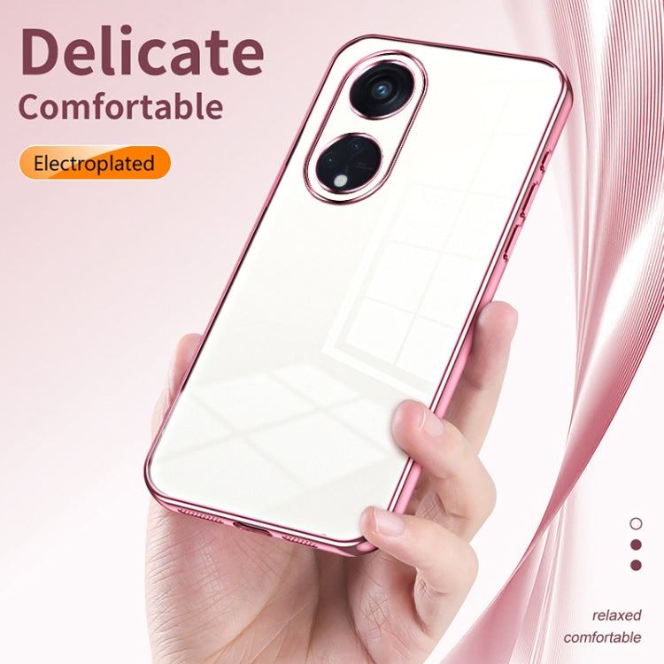 For OPPO Reno8 T 5G Transparent Plating Fine Hole Phone Case(Transparent) by buy2fix