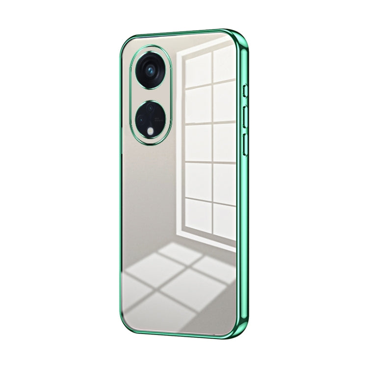 For OPPO Reno8 T 5G Transparent Plating Fine Hole Phone Case(Green) by buy2fix