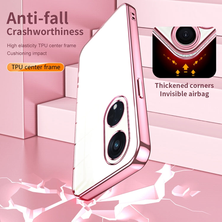 For OPPO Reno8 T 5G Transparent Plating Fine Hole Phone Case(Silver) by buy2fix