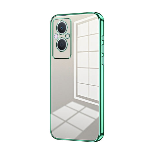 For OPPO Reno7 Z 5G / F21 Pro 5G Transparent Plating Fine Hole Phone Case(Green) by buy2fix