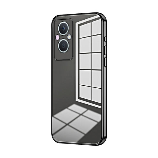 For OPPO Reno7 Z 5G / F21 Pro 5G Transparent Plating Fine Hole Phone Case(Black) by buy2fix