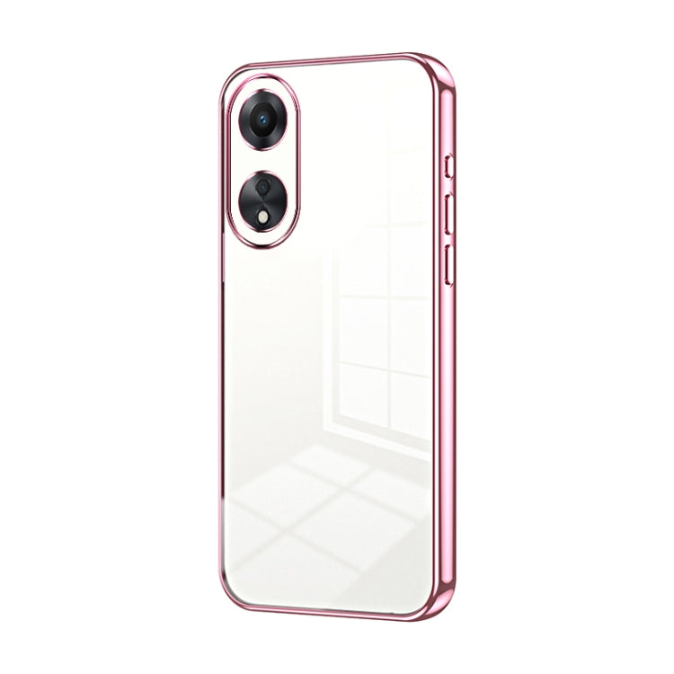 For OPPO A58 5G / A58x 5G Transparent Plating Fine Hole Phone Case(Pink) by buy2fix