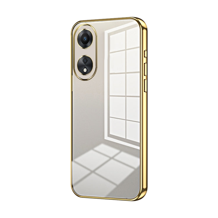 For OPPO A58 5G / A58x 5G Transparent Plating Fine Hole Phone Case(Gold) by buy2fix