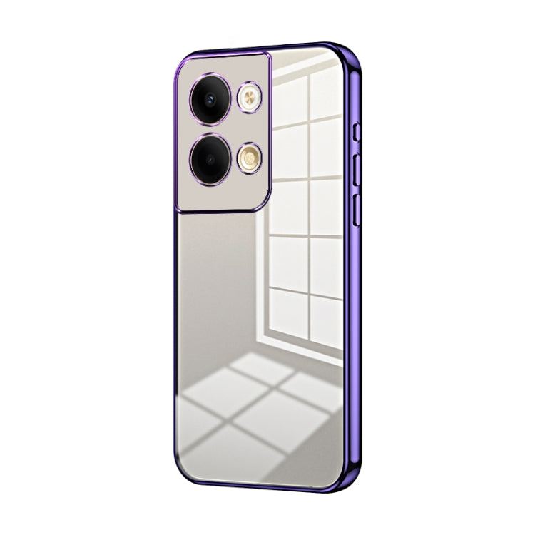 For OPPO Reno9 / Reno9 Pro Transparent Plating Fine Hole Phone Case(Purple) by buy2fix