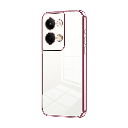 For OPPO Reno9 / Reno9 Pro Transparent Plating Fine Hole Phone Case(Pink) by buy2fix
