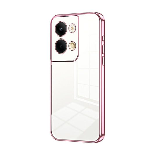 For OPPO Reno9 / Reno9 Pro Transparent Plating Fine Hole Phone Case(Pink) by buy2fix